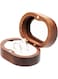 COSISO Oval Small Walnut Wooden Bearer Ring Box for 2 Rings, Ring Holder for Engagement Wedding Ceremony Marriage Birthday Gift (Beige Inner)