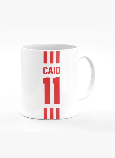 Designer Printed Coffee Mug with Heavy Duty Handle 11oz Ceramic Personalised Gift Mugs Cup [Microwave Safe &amp; Dishwasher Proof] -Football Team - UAE Player Name - Caio