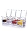 Clear Seasoning Rack Spice Pots 4 Piece Acrylic Seasoning Box Storage Container Condiment Jars - Cruet with Cover and Spoon for Spice Sugar Salt Sugar Cardamon Cinnamon