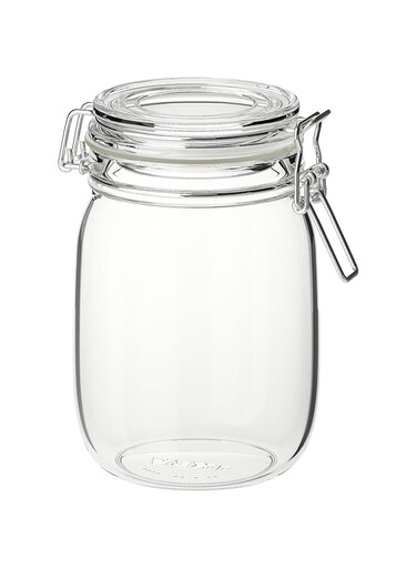 BS Case Ikeaa KORKEN Glass Jar with Airtight Seal, 1 Litre, Clear, Dishwasher Safe Jar