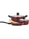Auroware Non stick 7 Pcs Cookware Set Red, Pressed Aluminum, Dishwasher Safe, Induction Bottom, Frying Pan, Casserole &amp; Saucepan with Lid &amp; kitchen tool