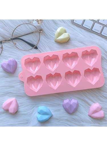8pcs Valentines 8-Cavity Diamond &amp; Heart Craft Mold