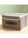 1-Piece Organizer Box Storage,Cotton Fabric Foldable Storage Bin,Storage Basket with Lid,Clothes Container Blanket,for Books Toys DVDs Art and Craft Storage,Grey 38x25x25cm