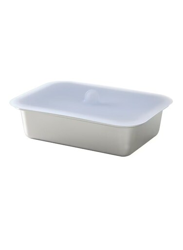 container with lid, rectangular stainless steel/silicone1.0 l