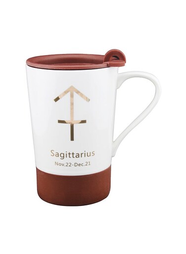Sagittarius Sign Printed Tumbler With Lid Fuchsia/White