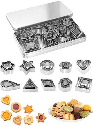 Sandwich Cookie Cutter Set, Baking Tools Set with Box, Cookie Sealer Cookie Cutter, Vegetable and Fruit Cutter, Cheese Cutter, Children's Day Baking Kitchen Use, Various Shapes