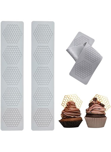 nalaina Honeycomb Molds Silicone, 2 PCS Honeycomb Lace Mat, Fondant Molds,3D Beehive Lace Silicone Molds for Baking,Cake, Chocolate, Candy Decorating for Kitchen