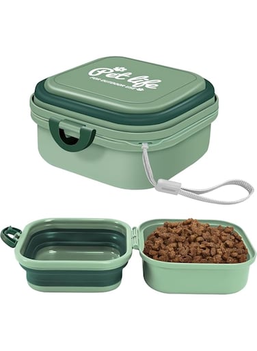 X spring Collapsible Dog Water Bowls, 2-in-1 Dog Travel Bowl for Pet Food Water Feeder, Portable Dog Bowl with Food Grade PP, Travel Dog Bowls with Lid for Walking, Traveling, Camping, Hiking, Etc