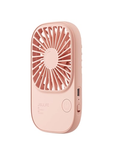 JISULIFE Handheld Fan Mini Fan, Small Fan Portable with Bracket, USB Rechargeable Lash Fan with 3 Speeds, Makeup Fan Eyelash Fan for Office Outdoor Travel Pink