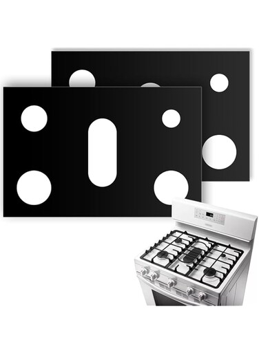 2 Pcs Gas Stove Burner Cover, Gas Stove Protectors for Samsung Gas Stove, Gas Stove Burner Liners Compatible with Samsung Gas Stove Range, for Kitchen Cooking, Reusable, Non-Stick and Easy to Clean