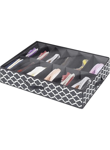 TNTAIAHL Shoe Organizer Under Bed, Shoes Storage Containers Box (Fit 12 Pairs) with Sturdy and Breathable Materials for Sneakers,Clothes, Toys, Great Space Saver for Your Closet (1 Pack)