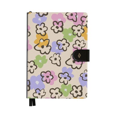 Burga A5 Undated Infinity Planner with Magnetic Closure &ndash; Vegan Leather Hardcover Notebook, 144 Pages, 100 GSM FSC Paper, Flat Lay Binding, Back Pocket &amp; Ribbon Markers &ndash; Good Vibes