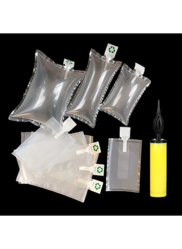 BZQZDAI （100 Pack） 5.97.9 Clear Plastic Inflatable Air Packaging Bags Air Pillows Air Cushions Buffer Bags Void Fill Cushioning for Shipping and Packaging With FREE HAND PUMP