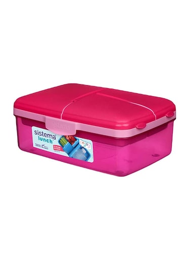 Sistema Slimline Quaddie Coloured Lunch Box 1.5L Pink : Meal Prep - Leak-proof - Portable - Lunch Container - BPA-free Pink