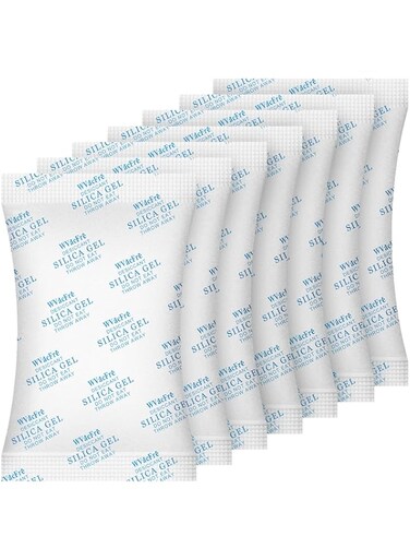 WVacFre 10 Gram(50Packs) Food Grade Moisture Absorber Silica Gel Desiccant Packets for Storage,Desiccant Beads Silica Gel Packs for Moisture Control