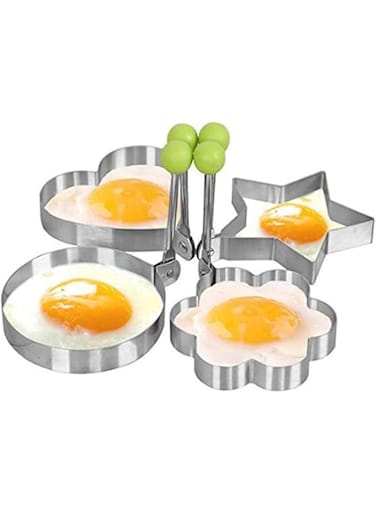 FDTY Kitchen Stainless Steel Fried Egg Mold Heart Pancake Mould Mold Ring Cooking Fried Egg Shaper（Set of 4）