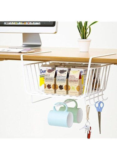 LUKSYOL Under Shelf Storage Basket - Optimize Your Kitchen Space with this Versatile Kitchen Organizer for Utensils, Containers, &amp; Spices - Enhance Efficiency and Style!" (Black)