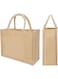 Large Jute Shopping Bag [ With Zip Closure/Generous Space 40x45x15 CMS], Foldable, Reusable, Strong Shopping Bag Natural Jute Carrier Bags Perfect for Events,Beach, Shopping And Holiday - 1 Count