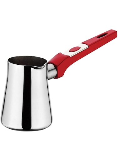 Hascevher Yaprak Coffee Pot with Venus Bakalite Handle, 330 ml Capacity, Silver/Red