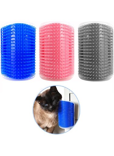 Proxima Direct 3 Pack Corner Brush for Cats, Cat Corner Self Groomer Cat Grooming Wall Massage Brush with Catnip Softer Cat Wall Comb Self Massage Tool for Fur Kitten Puppy Cat Corner Scratcher