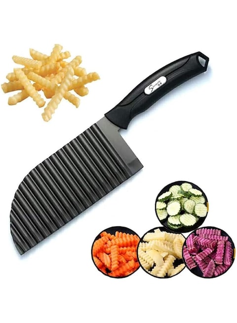 COOLBABY Crinkle Potato Cutter - Stainless Steel French Fries Slicer Handheld Chipper Chopper Potato Carrot Chopping Knife Home Kitchen Wavy Blade Cutting Tool Large Size 2.9&quot; x 11.8