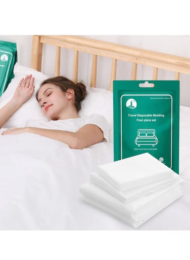 Travel Bed Sheets Set - Includes 1 Quilt Cover, 1 Sheet, and 2 Pillowcases for Hotels, Business Trips, and Spas - Portable Bedding Solution (4 Pieces)