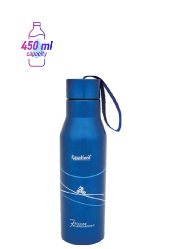 Sweat Free Leakproof Hot And Cold Water Vacuum Bottle Flask Blue 450ml