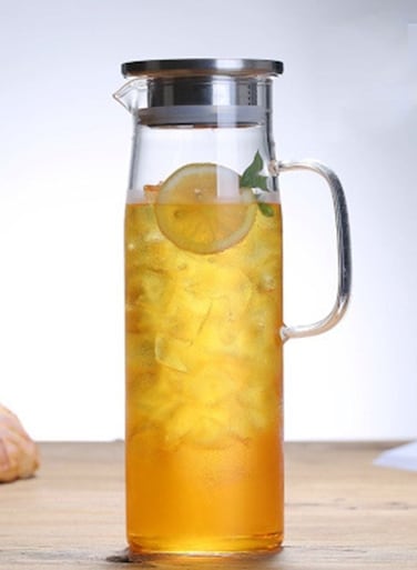 1.5L Glass Pitcher with Lid Water Jug Juice and Iced Tea Beverage Carafe
