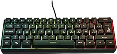 SureFire Kingpin X1 60% Gaming Keyboard Spanish, Gaming Multimedia Keyboard Small &amp; Mobile, RGB Keyboard with Lighting, 25 Anti-Ghosting Keys, Spanish Layout QWERTY
