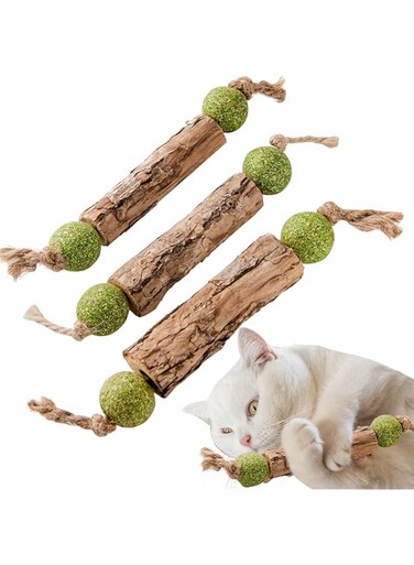 Catnip Toys, Cat Toys for Indoor Cats, Catnip Chew Sticks, Kitten Teething Chew Toy, Natural Silvervine Sticks Cleaning Teeth, Suitable for All Cats，3Packs