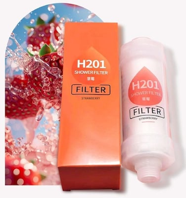 Vitamin Shower Filter - Enhance Hair &amp; Skin Health with Hard Water Softener - Easy Install Shower Infuser for Cleaner, Nourishing Shower Experience" Red Strawberry