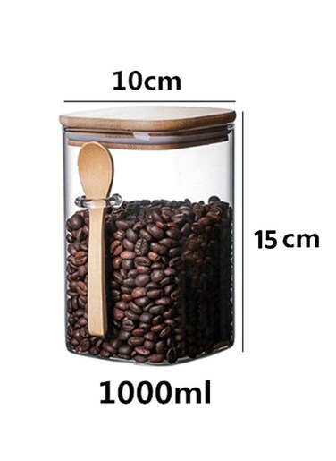 Food Storage Glass Jar with Wooden Spoon