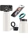 24 oz Insulated Water Bottle with Magnetic Phone Holder, MagSafe Tripod Compatible, Stainless Steel Sports Water Bottle with Straw, 12 Hours Hot, 24 Hours Cold, White