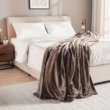 Home Comfy Cashmere Reversible Blanket - Beige