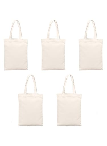 CooToly 5 Pack Cotton Reusable BagWith Handles for Daily (Style 1)