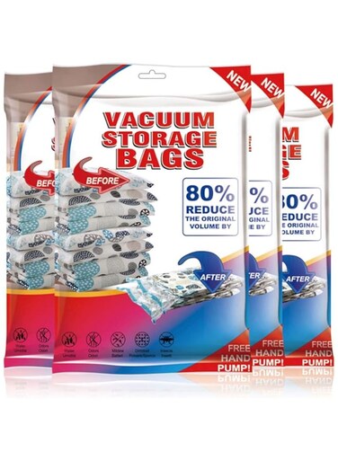 AMERTEER Vacuum Compression Storage Bags 10 Pack   3 Small, 3 Medium, 3 Large Clear Space Saver Bags &amp;Hand Pump   Double-Zip Seal &amp; Airtight Valve  80% More Storage for Travel, Clothes, Bedding &amp; More