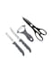 5 pcs Kitchen Gadget Set Peeler,Kitchen Scissors,4.5" Steak Knife, 3.5" Paring Knife, 19x29 cm Cutting Board Grey