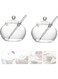 Azonee Honey Jar with Dipper and Lid, Glass Honey Pot Jam Jars Container Dispenser Tea Sugar Seasoning Storage Bowl for Home Jam Honey Wedding Favors Clear Empty Jar for Kitchen Countertop 2PCS