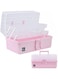 Creahaus 13inch 3 Layer Multipurpose Storage Box, Craft Storage Box with Compartments, Plastic Tool Box, Medicine storage box, Hair Accessories Organiser, Sewing Box with 2 Trays (Pink)