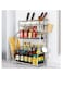 3-Tier Spice Rack Organizer, Kitchen Countertop Storage Rack, Kitchen Organizer Shelf with 6 Hooks for Spice Cans, Sauce Jars, Seasoning Bottles, Kitchen Accessories (Silver)