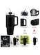 Mobcos Plain Insulated Travel Tumbler 1200ml   Stainless Steel Vacuum Flask with Handle, Straw &amp; Leakproof Lid   Reusable Coffee Mug   Water Bottle   Black
