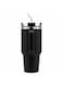 Mobcos Plain Insulated Travel Tumbler 1200ml   Stainless Steel Vacuum Flask with Handle, Straw &amp; Leakproof Lid   Reusable Coffee Mug   Water Bottle   Black