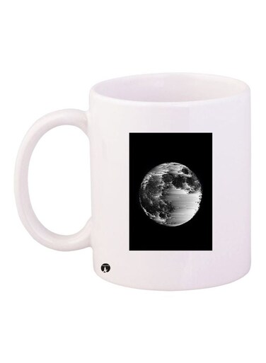 Moon Printed Coffee Mug White/Black/Grey 11ounce