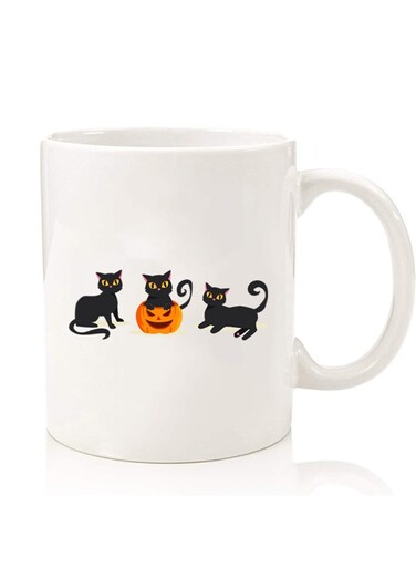 Premium Quality Two Sided Printed Coffee Mug Tea Cup For Home Office, Kids Men Women Cats Pumpkin Halloween2-01
