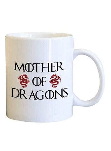 Your Wall Mother Of Dragons Printed Coffee Mug White/Black/Red