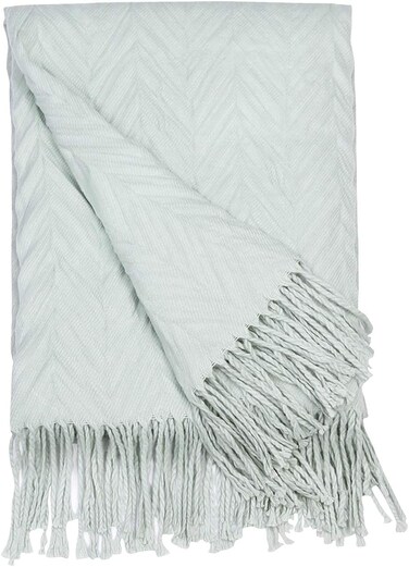 Knitted Throw Blanket (127cm x 150cm), Ultra soft, Ideal for Bed/Living Room, Lightweight, Sage Green