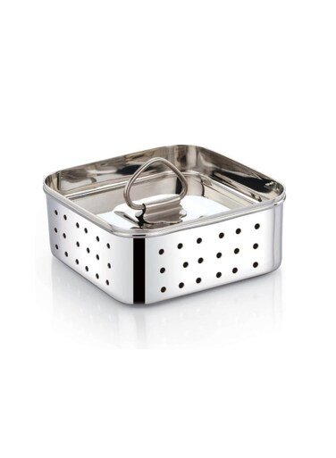 Stainless Steel Square Shape Indian Paneer/Tofu Press Mould Maker (450 Ml), Size-12.5X12.5X4.5 cm, Silver