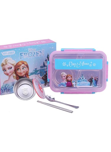 Kids Lunch Box with Tableware,Customed for Kids Cartoon Bento Lunch Box&iuml;&frac14;&OElig;1100ml 4 compartment Insulated Lunch Box for Children   Leakproof   BFA Free   Dishwasher   Stainless Steel 26x20x7cm (Frozen)