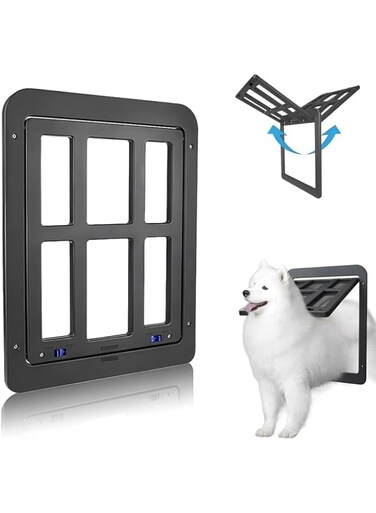 Beauenty Pet Dog Door Screen Door,Doggy Door Sliding Porch Door,Screen Door with Doggie Door Built in,Large Dog Screen Door, Magnetic Swing Flap, Lockable,Sturdy Dog Door Screen Door(Black,44CM*34CM)