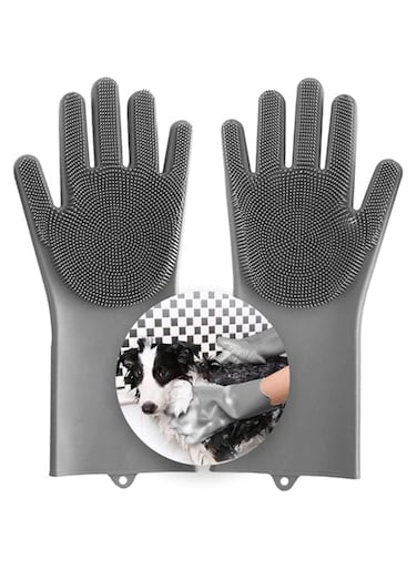 Magic Pet Grooming Gloves Dog Bathing Shampoo Brush, Heat Resistant Eco-Friendly Silicone Hair Removal Gloves with High Density Teeth for Cats, Dogs